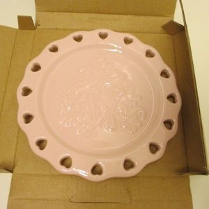Longaberger Pottery Sweetest Heart Candle Plate